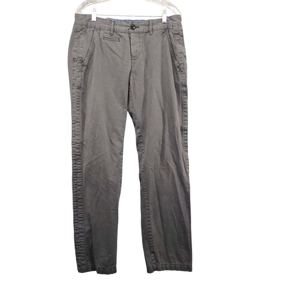 Eddie Bauer Womens Legend Wash Chino Pants Gray 10 Flat Front Pockets